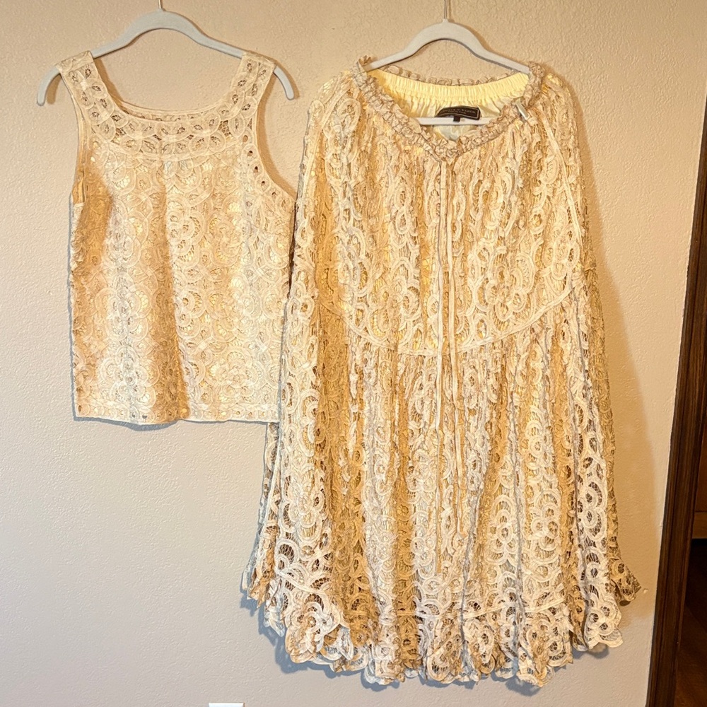 Double D Ranch Cream Lace Top and Matching Skirt